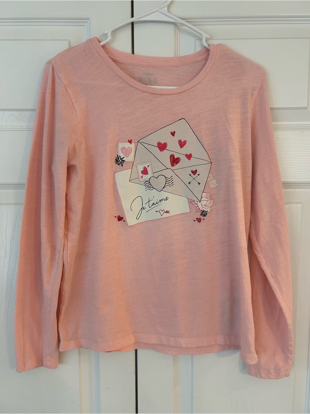 NWOT J.Crew Women’s Pink Heart Print Collector Tee Tunic Blouse Shirt Size M